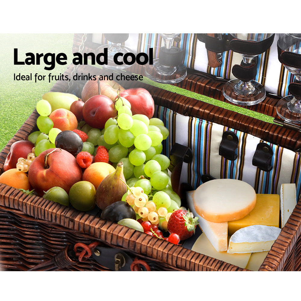 Cahors Picnic Basket Set, 4 Person Deluxe Folding
