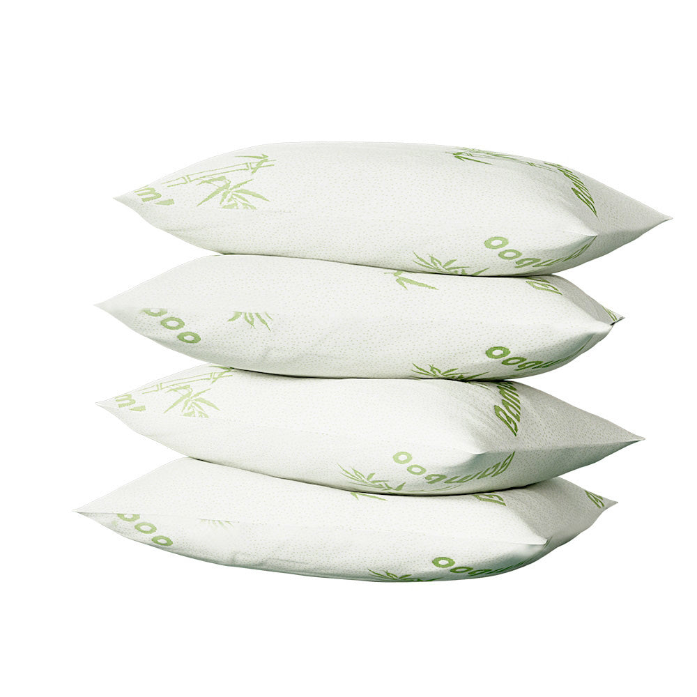 Giselle Bedding Bamboo Pillow 4-Pack — 2 Firm and 2 Medium-Firm for Family or Hotel — Allure Home Collections