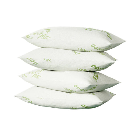 Giselle Bedding Bamboo Pillow 4-Pack — 2 Firm and 2 Medium-Firm for Family or Hotel — Allure Home Collections