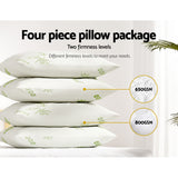 Giselle Bedding Bamboo Pillow 4-Pack — 2 Firm and 2 Medium-Firm for Family or Hotel — Allure Home Collections