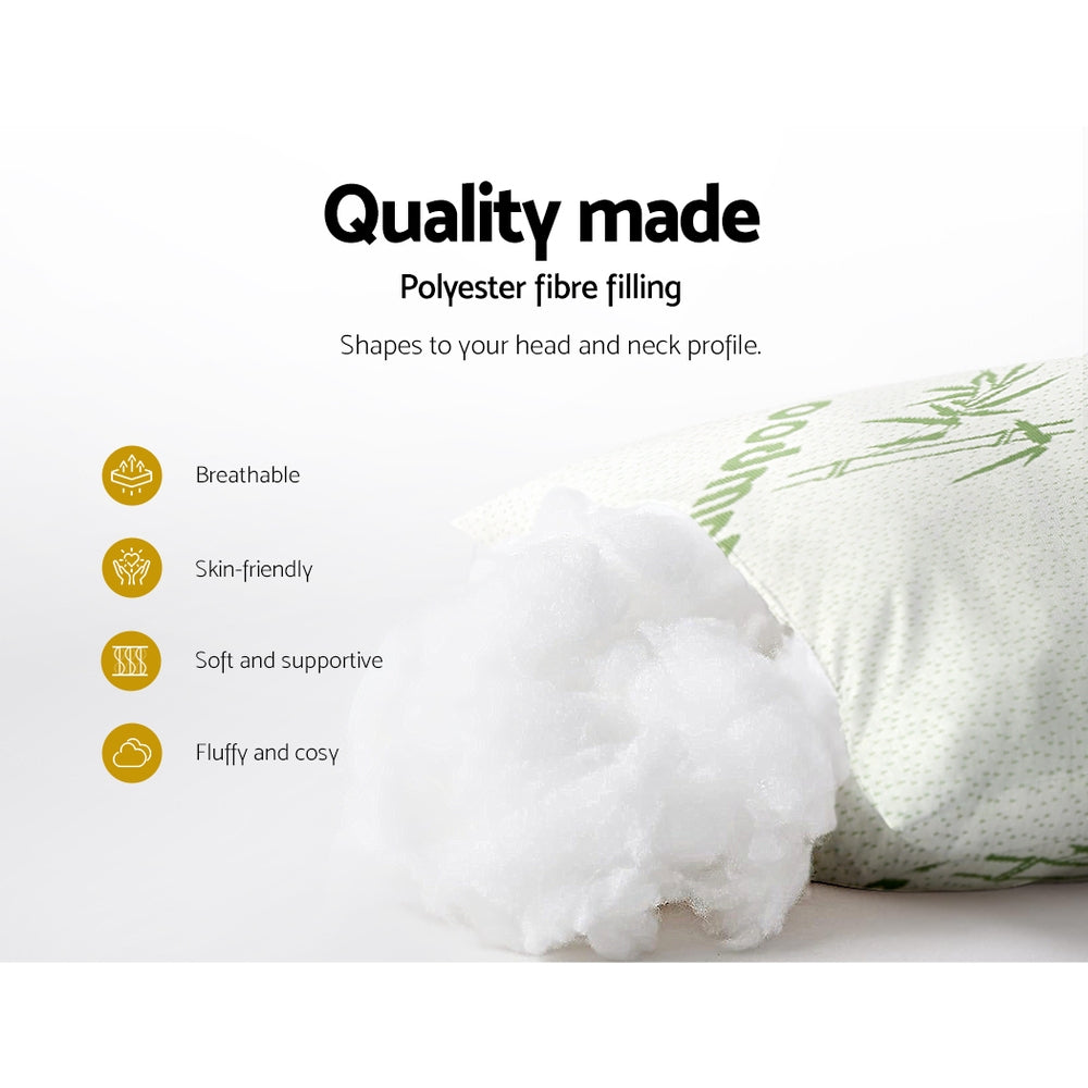 Giselle Bedding Bamboo Pillow 4-Pack — 2 Firm and 2 Medium-Firm for Family or Hotel — Allure Home Collections