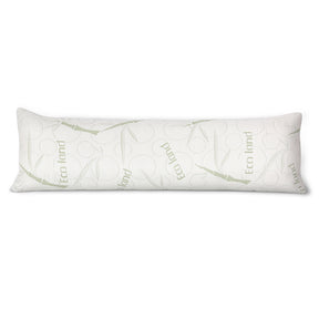 Long Island bamboo body support pillow full length on a bed