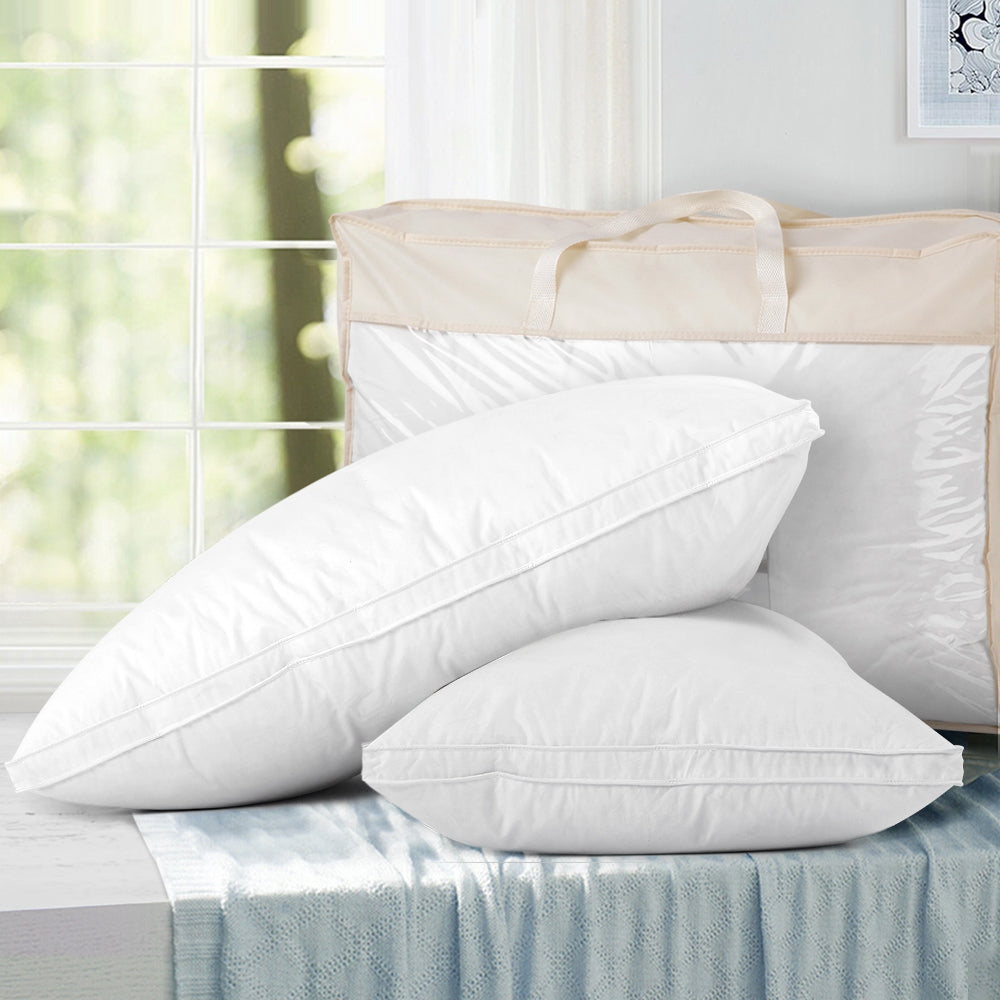 Giselle Bedding Luxury Duck Feather Down Pillow Twin Pack — Perfect Support and Softness — Allure Home Collections
