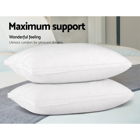 Giselle Bedding Luxury Duck Feather Down Pillow Twin Pack — Perfect Support and Softness — Allure Home Collections