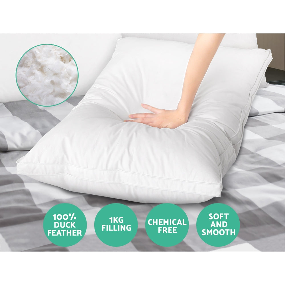 Giselle Bedding Luxury Duck Feather Down Pillow Twin Pack — Perfect Support and Softness — Allure Home Collections