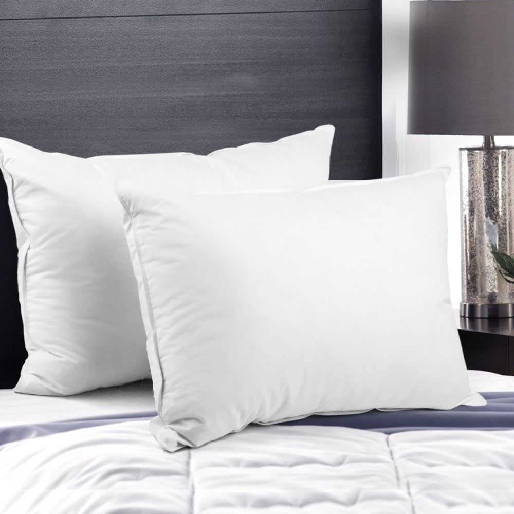 Giselle Bedding Duck Feather Down Pillow Twin Pack — 1kg Non-Live Plucked Fill — Allure Home Collections