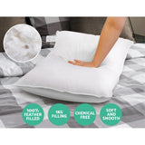 Giselle Bedding Duck Feather Down Pillow Twin Pack — 1kg Non-Live Plucked Fill — Allure Home Collections