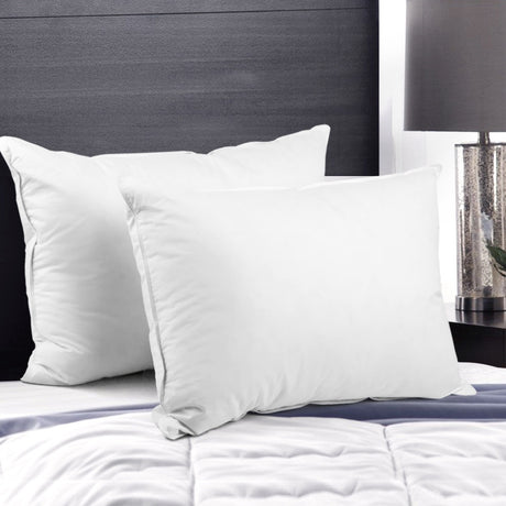 Giselle Bedding Goose Feather Down Pillow Twin Pack — 1kg Non-Live Plucked Fill — Allure Home Collections