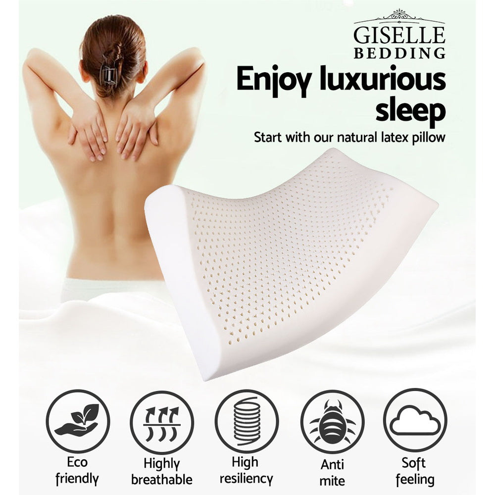 Giselle Bedding 2-Zone Natural Latex Pillow Twin Pack — Contour, 100% Natural — Allure Home Collections