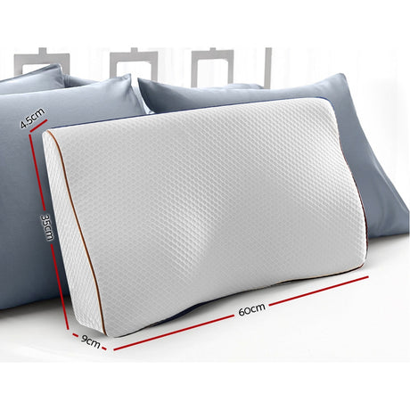 Giselle Bedding Memory Foam Contour Pillow — Grey, Head Neck and Shoulder Support — Allure Home Collections