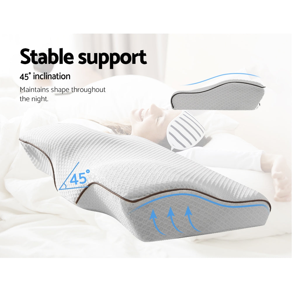 Giselle Bedding Memory Foam Contour Pillow — Grey, Head Neck and Shoulder Support — Allure Home Collections
