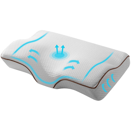 Giselle Bedding Memory Foam Contour Pillow — Grey, Head Neck and Shoulder Support — Allure Home Collections