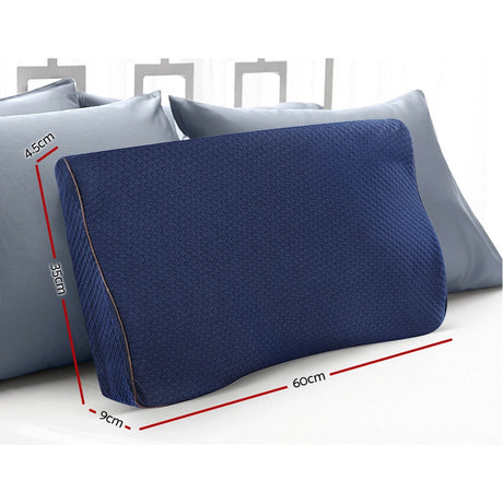 Giselle Bedding Memory Foam Contour Pillow — Navy, High-Density Foam — Allure Home Collections