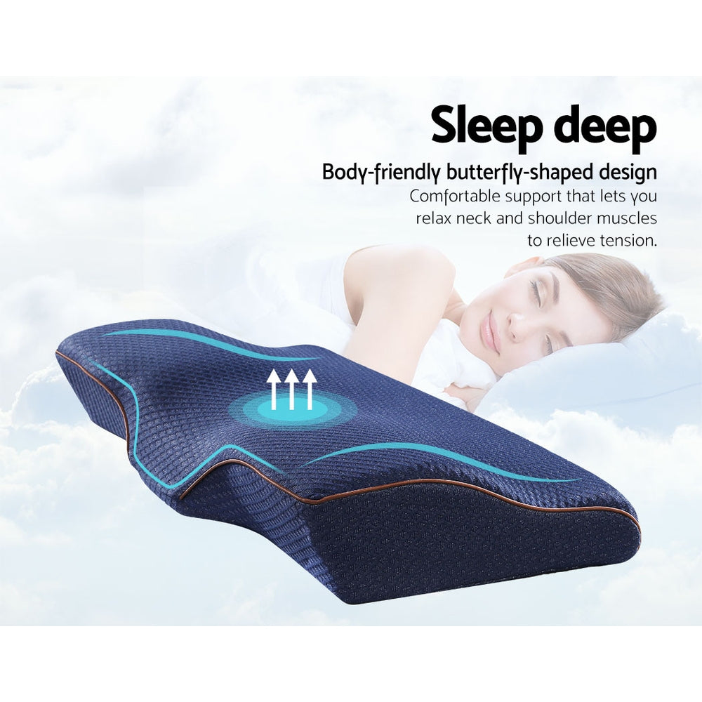 Giselle Bedding Memory Foam Contour Pillow — Navy, High-Density Foam — Allure Home Collections