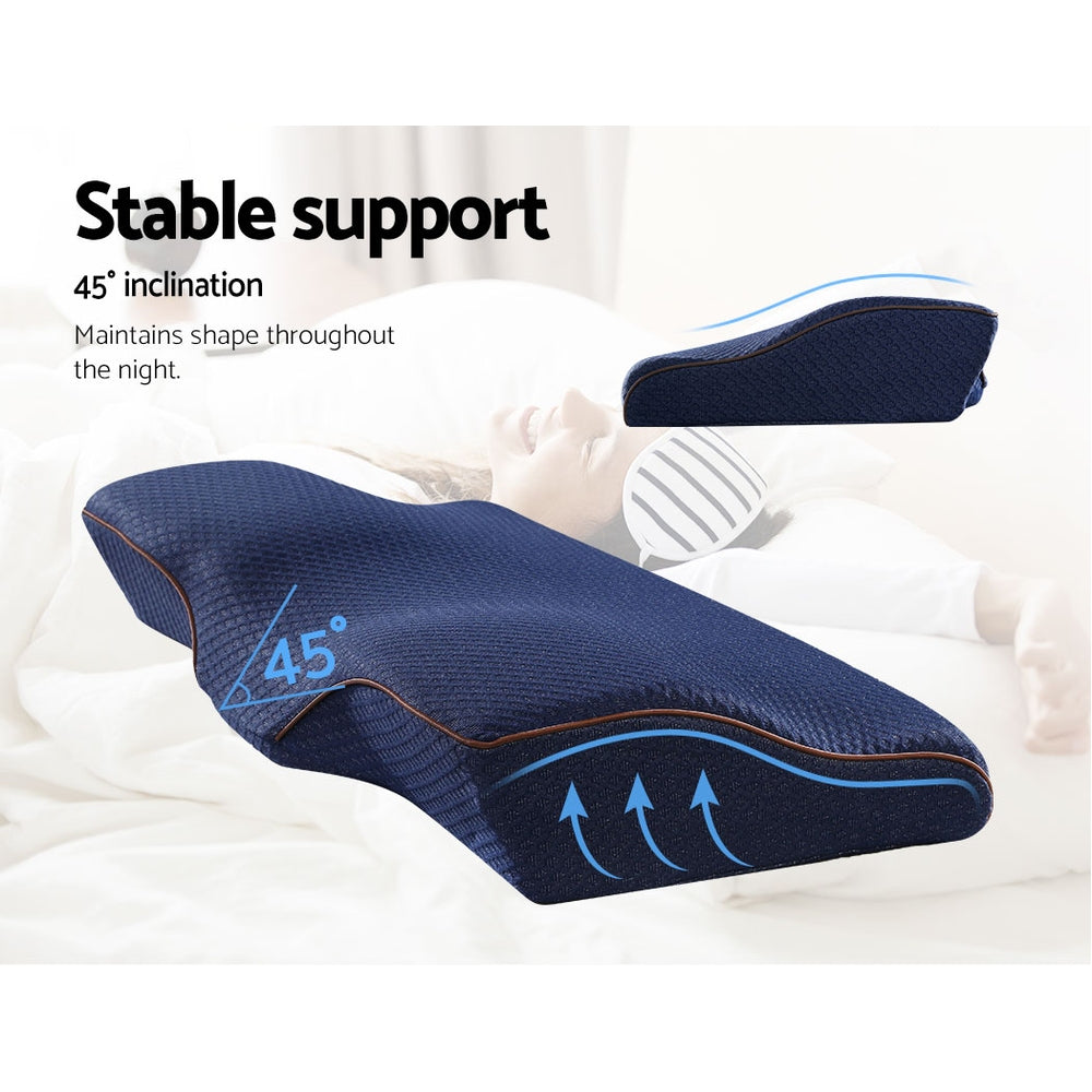 Giselle Bedding Memory Foam Contour Pillow — Navy, High-Density Foam — Allure Home Collections