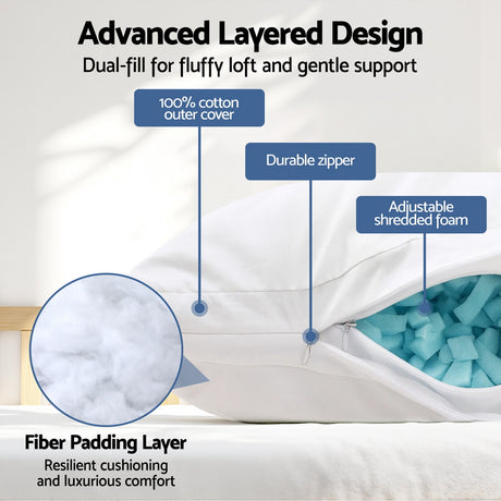 Giselle Bedding Adjustable Shredded Memory Foam Pillow — Customisable Loft — Allure Home Collections
