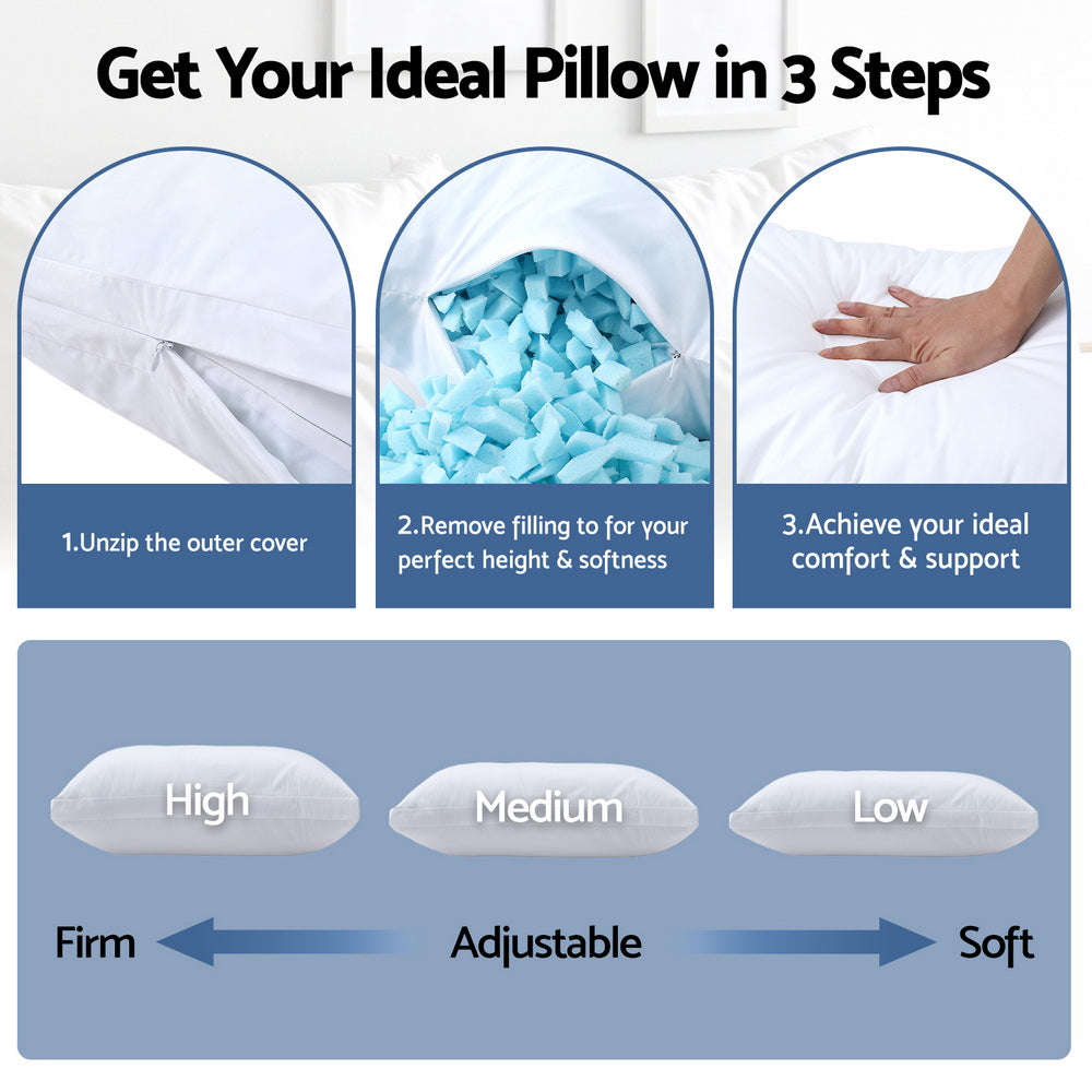Giselle Bedding Adjustable Shredded Memory Foam Pillow — Customisable Loft — Allure Home Collections