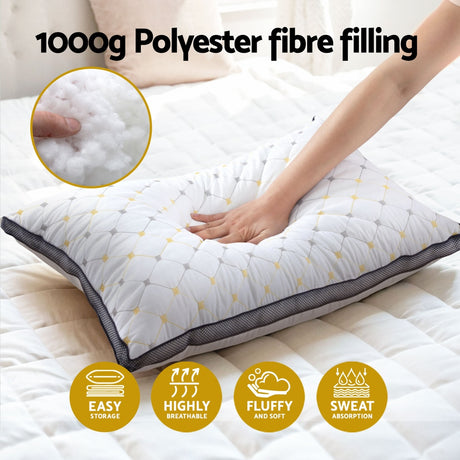 Giselle Bedding Microfibre Support Pillow — 1kg Polyester Fibre, All Sleepers — Allure Home Collections