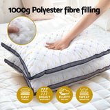 Giselle Luxury Microfibre Pillow Set — 2-Pack, 1kg Polyester Fibre, All Sleepers — Allure Home Collections