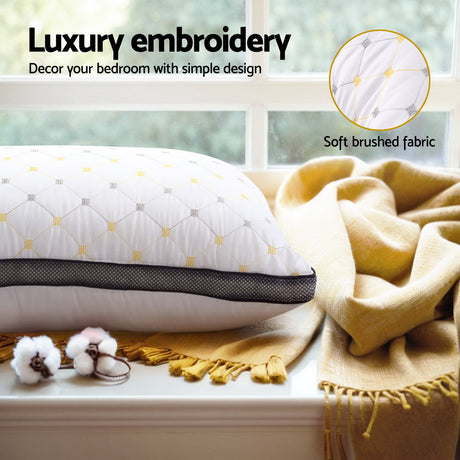 Giselle Luxury Microfibre Pillow Set — 2-Pack, 1kg Polyester Fibre, All Sleepers — Allure Home Collections