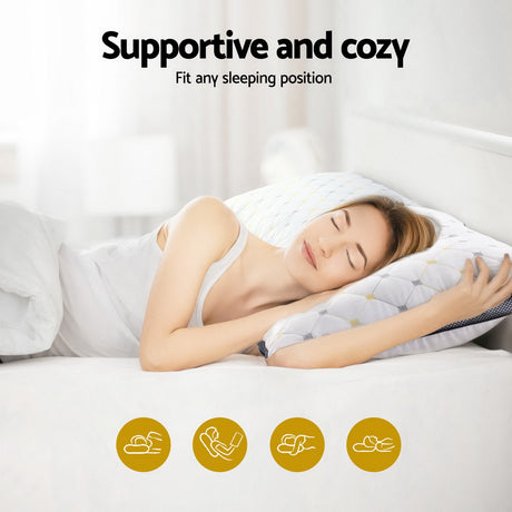 Giselle Luxury Microfibre Pillow Set — 2-Pack, 1kg Polyester Fibre, All Sleepers — Allure Home Collections