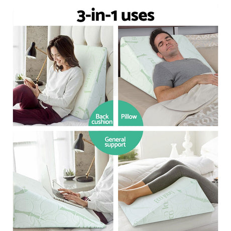 Giselle Bedding Bamboo Wedge Pillow — 3-in-1 Multi-Use Bed Wedge Cushion — Allure Home Collections