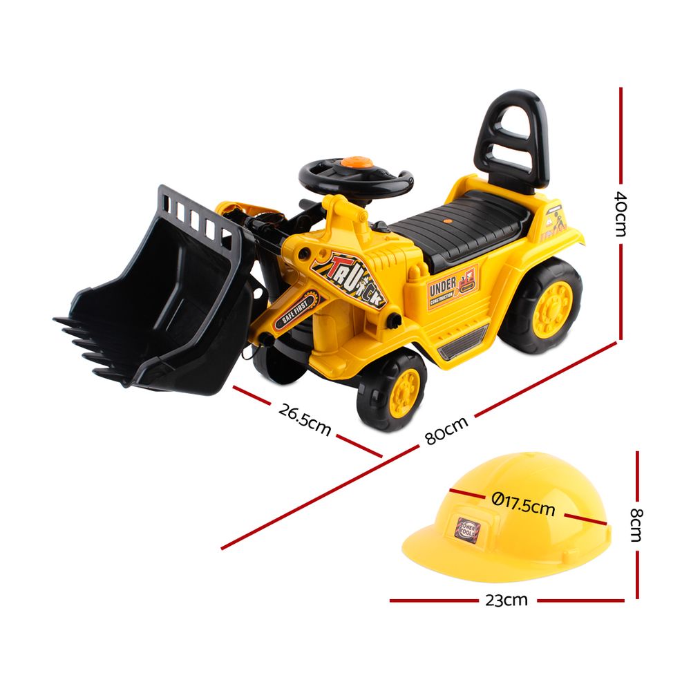 Kids Ride On Bulldozer with Helmet Yellow