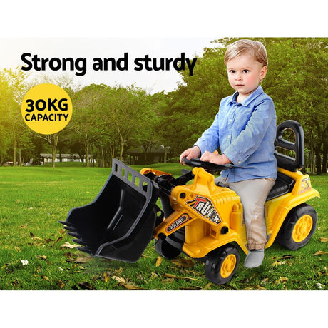 Kids Ride On Bulldozer with Helmet Yellow