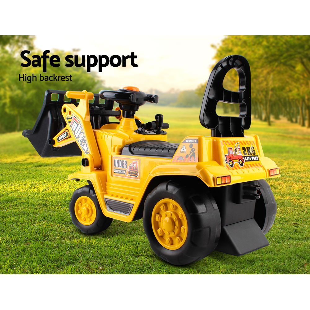 Kids Ride On Bulldozer with Helmet Yellow