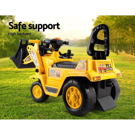 Kids Ride On Bulldozer with Helmet Yellow