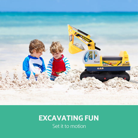 Kids Ride On Excavator Digger with Helmet Yellow