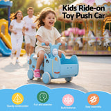 Blue kids ride on push car with storage