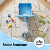 Blue kids ride on push car with storage