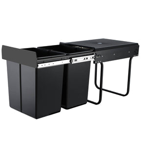 Wellington black double basket pull out kitchen bin with two compartments