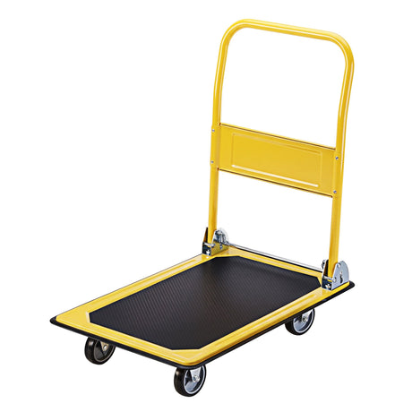 folding platform trolley hand truck in yellow view 4