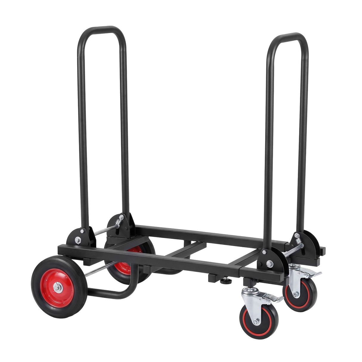 Foldable Hand Trolley 180kg Collapsible Platform Cart Black folded flat