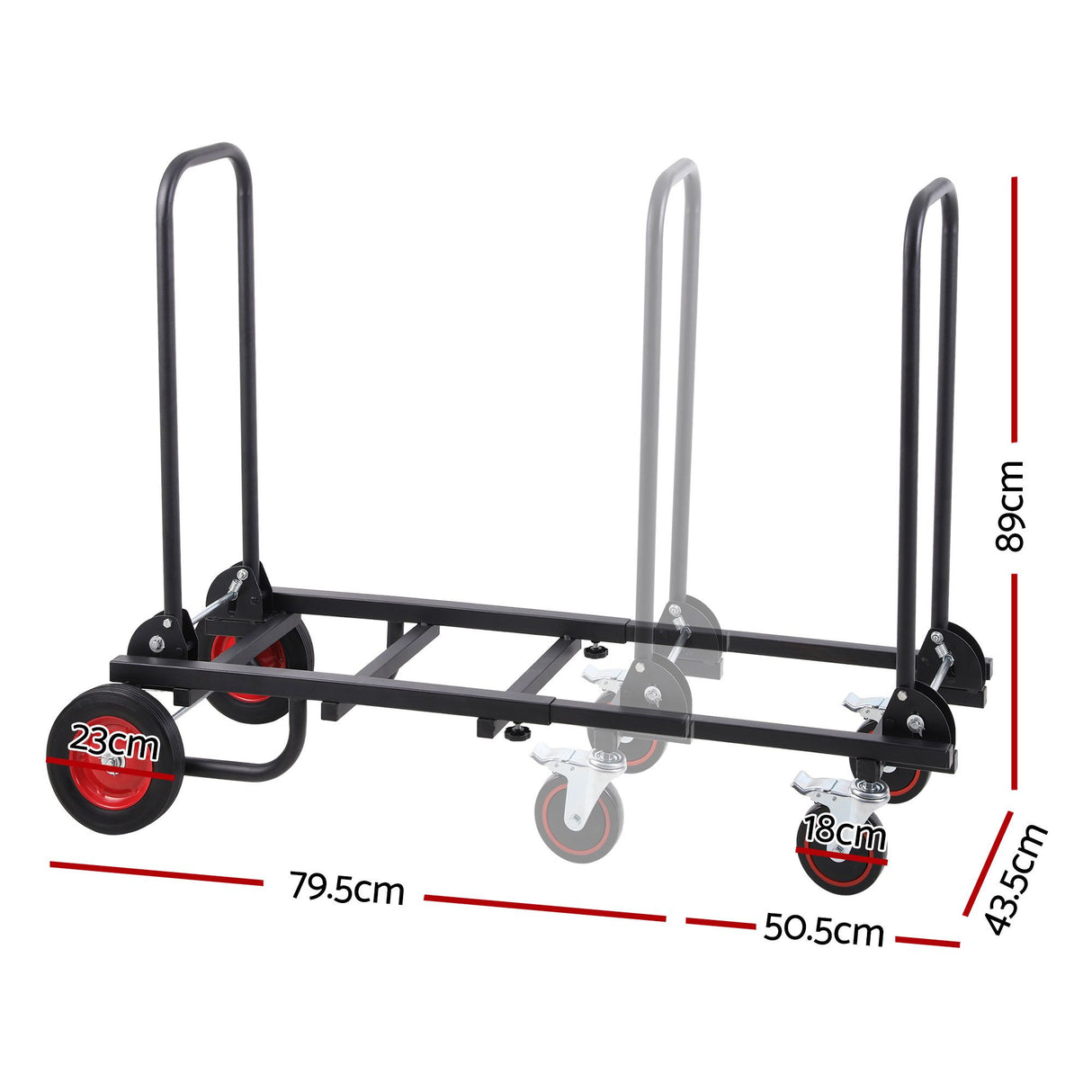Foldable Hand Trolley 180kg Collapsible Platform Cart Black side view