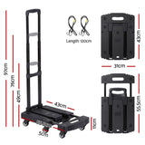 folding platform hand truck trolley in black view 3