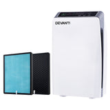 Compact white air purifier with digital control panel, front view