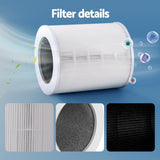 Dimension diagram of the white air purifier, 32 x 32 x 81 cm