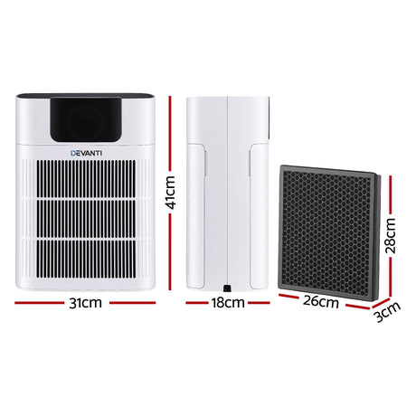Pet air purifier placed in a living room beside a cat