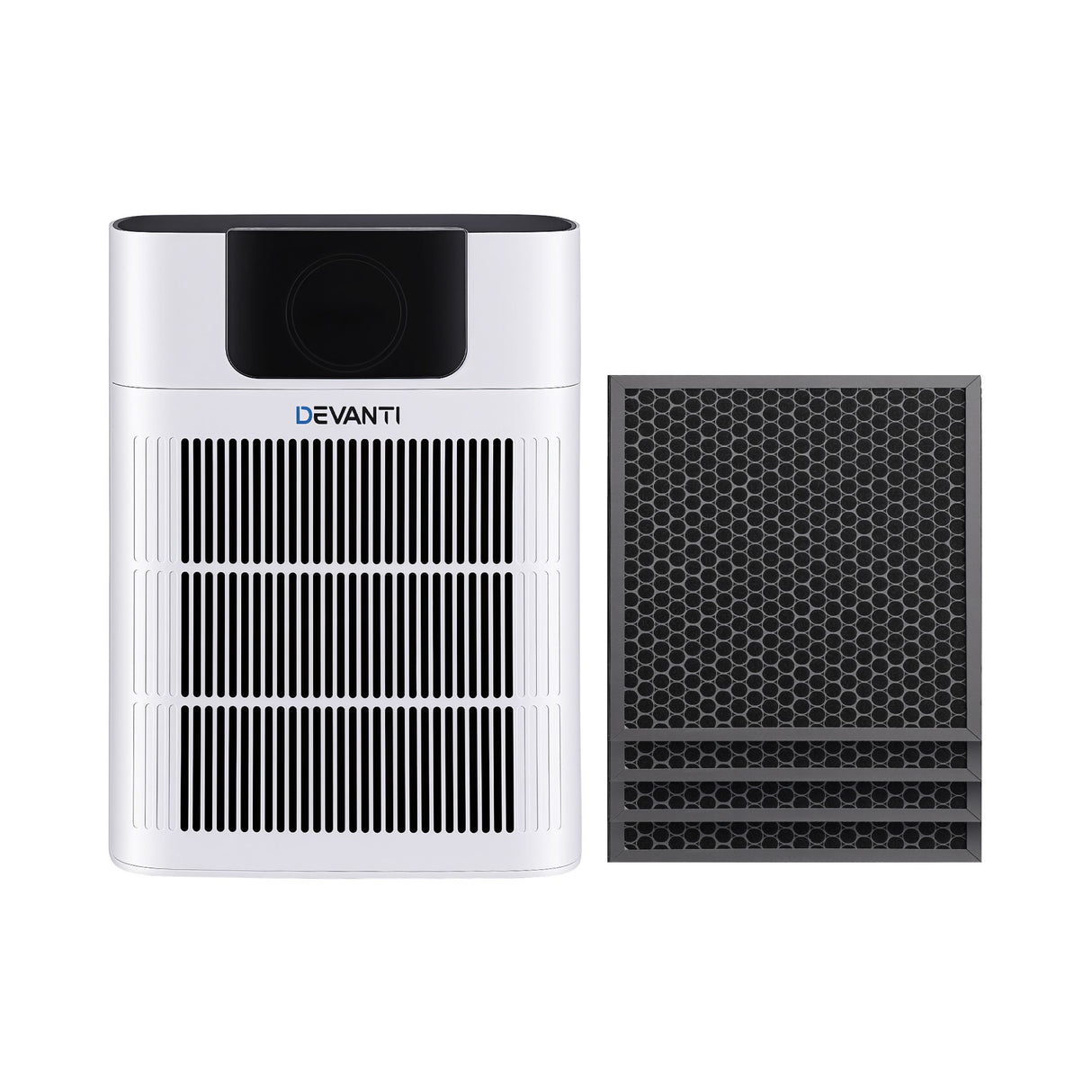 Close up of the PM2.5 digital display and control panel on the air purifier