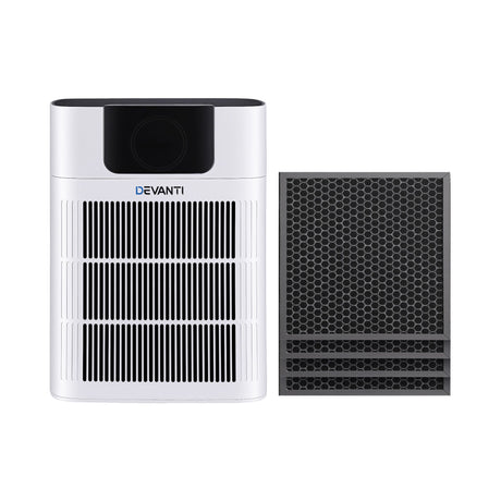 Close up of the PM2.5 digital display and control panel on the air purifier