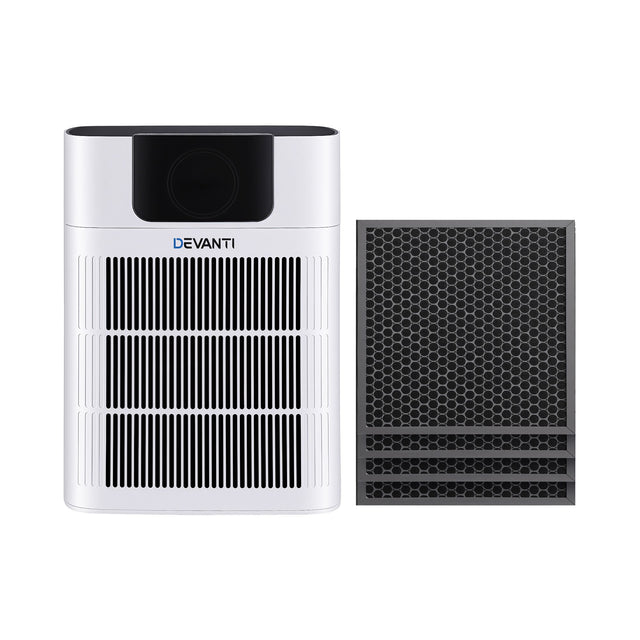 Close up of the PM2.5 digital display and control panel on the air purifier