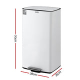 Cefito Pedal Bins Rubbish Bin Waste Recycle Dustbins Kitchen Trash Can 40L White
