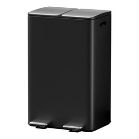 Auckland black carbon steel dual compartment 60L pedal bin in a modern kitchen