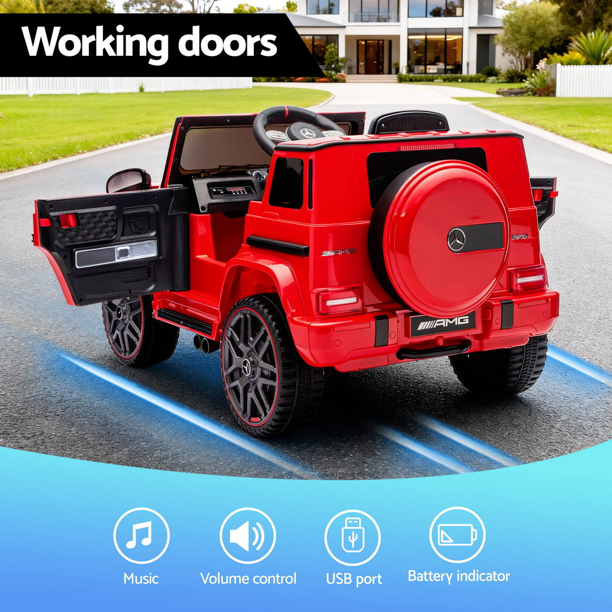 Curborough Kids Ride On Car, 12V Electric SUV, Red