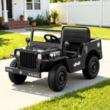 Rufforth black kids electric ride on military jeep