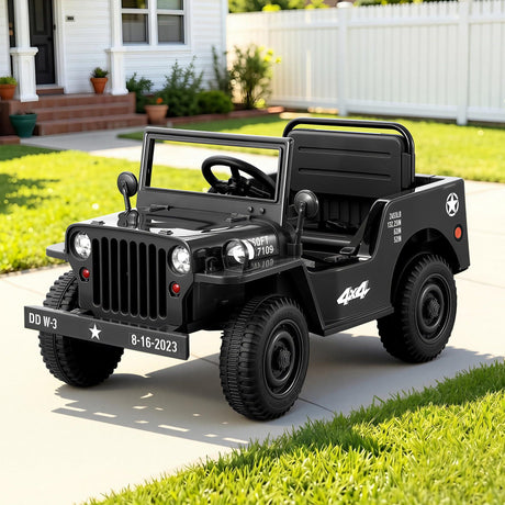 Kids Electric Ride On Military Off Road Car with Remote Control 12V Black