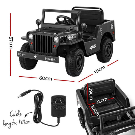 Kids Electric Ride On Military Off Road Car with Remote Control 12V Black